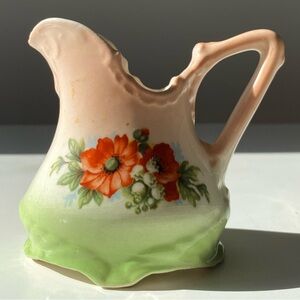 Vintage Hand-Painted Czech Creamer - Floral Design (1918-1939) 4"